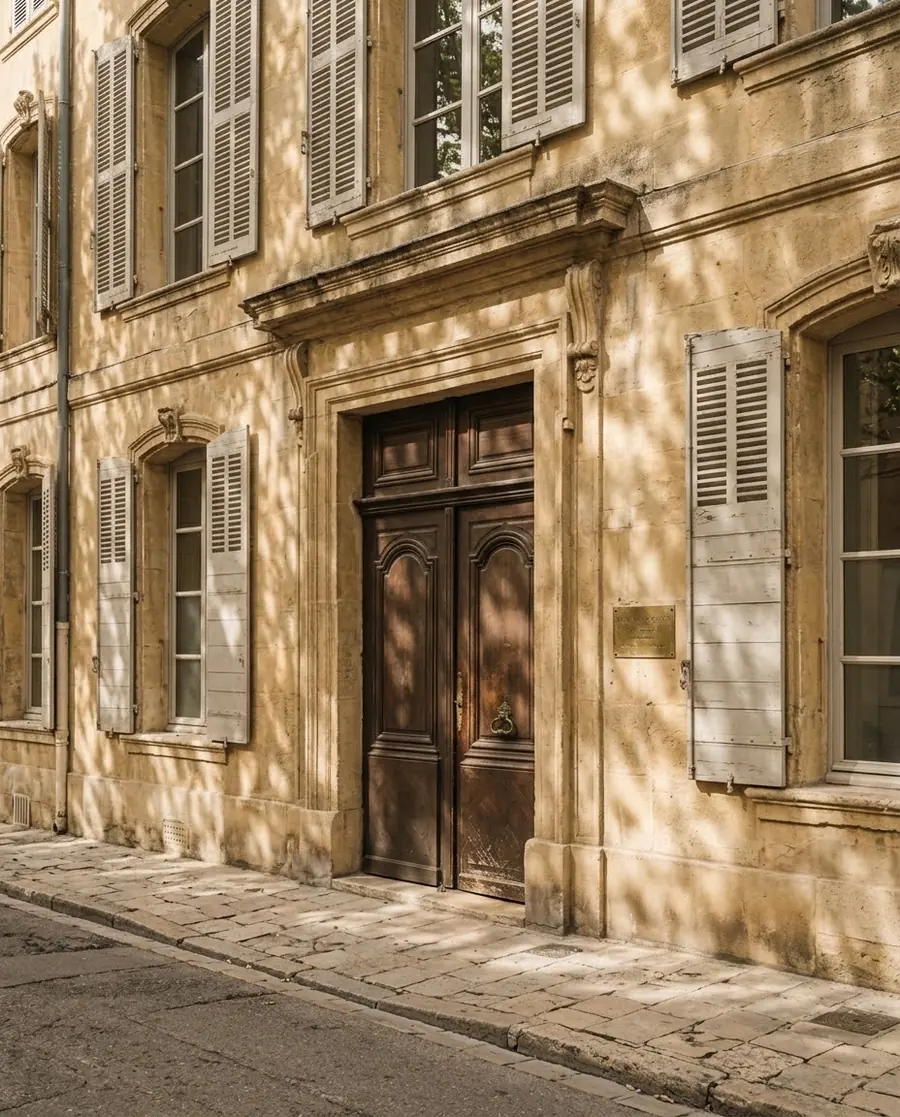 La porte du 14 rue Cardinale, dans la pierre blonde d'Aix