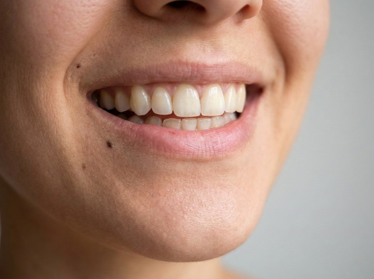 Après : huit dents de devant régulières, l’espace refermé, une teinte claire et naturelle