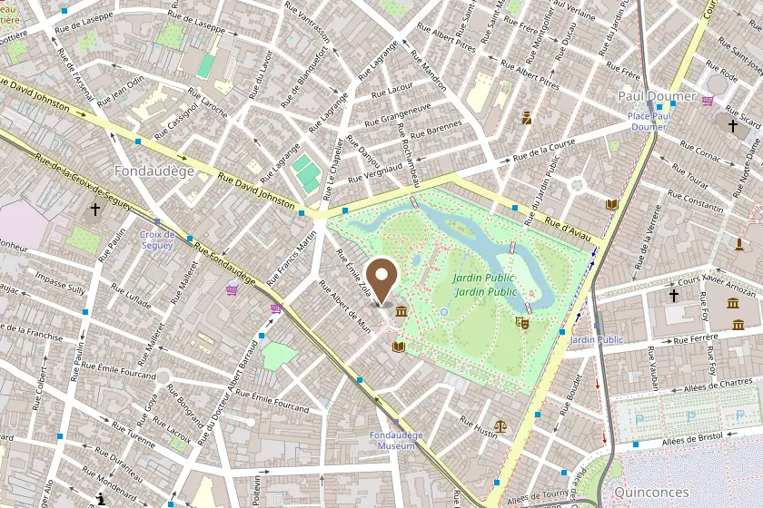 Plan du quartier Saint-Seurin et du Jardin public à Bordeaux : ouvrir l'itinéraire dans Google Maps